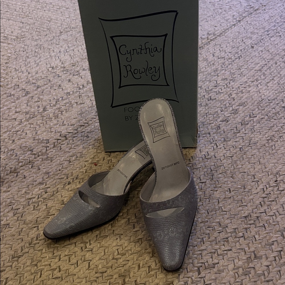 Cynthia Rowley Metallic Silver Mules